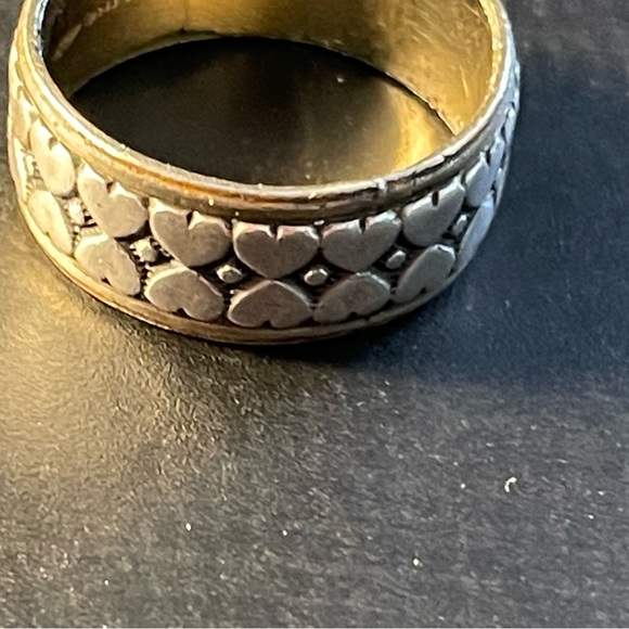 Clark & Coombs 10k GF & Sterling Band W/ Dbl Row Of Hearts 1930-50’s Vntg 6.5-7 - Picture 11 of 16